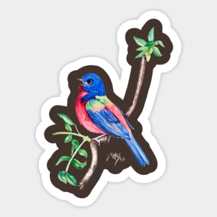 Watercolor Painted Bunting Sticker